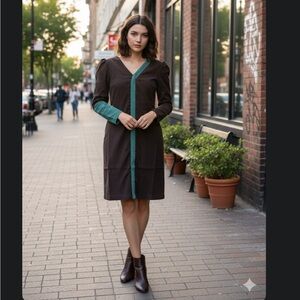 Charmante Black and Green corduroy dress